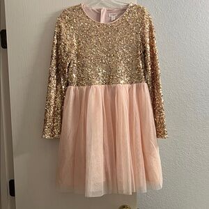 Cat & Jack Gold Sequin Bodice Pink Tulle Party Dress